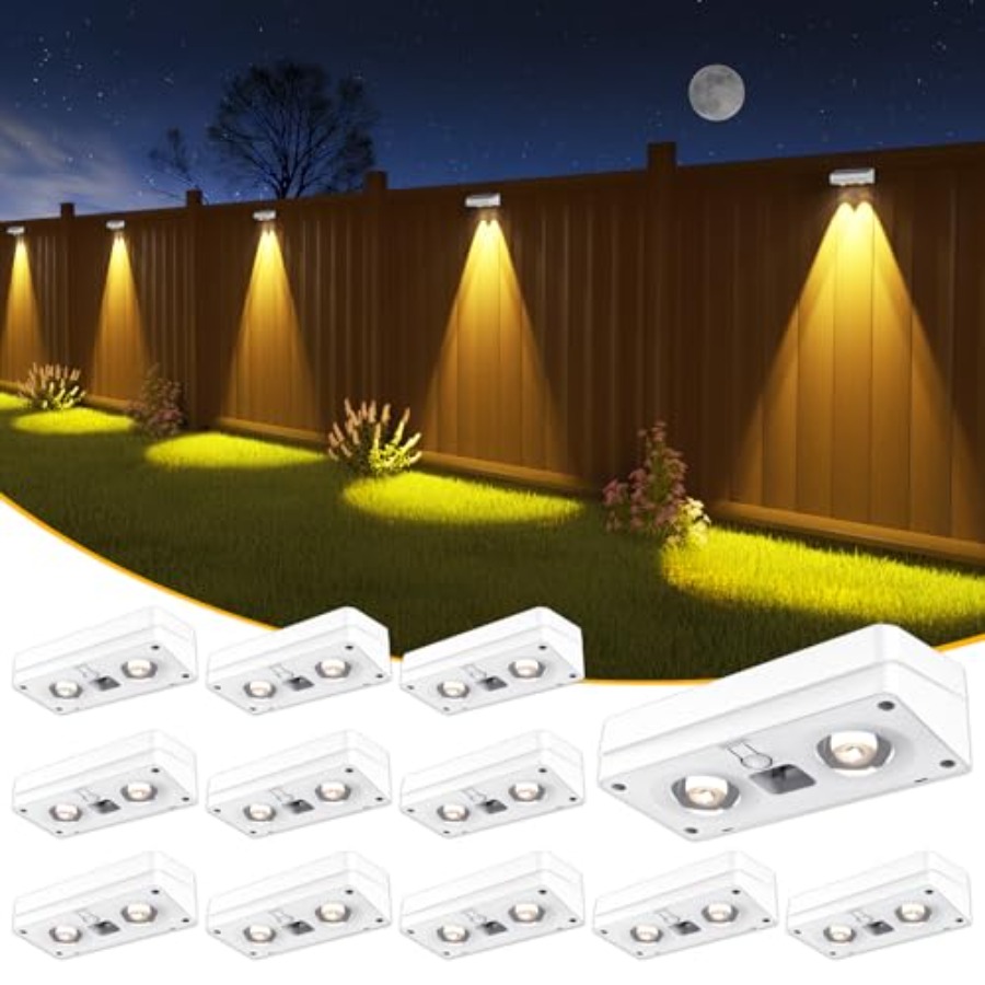Outdoor Lighting For Fence - Solar Fence Lights 12 Pack, 50