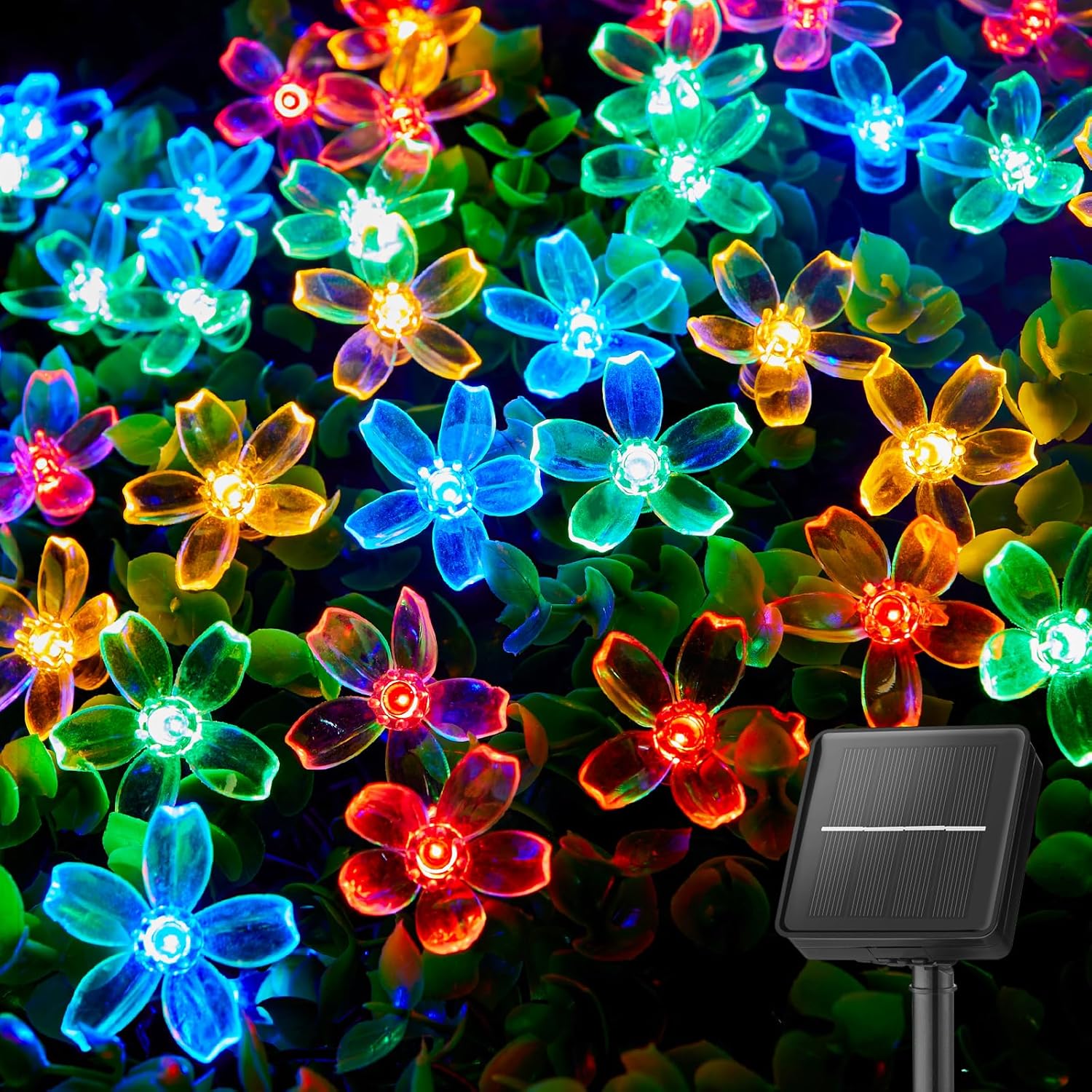 Outdoor Lighting For Fence - 60 LED Flower Solar String Lights