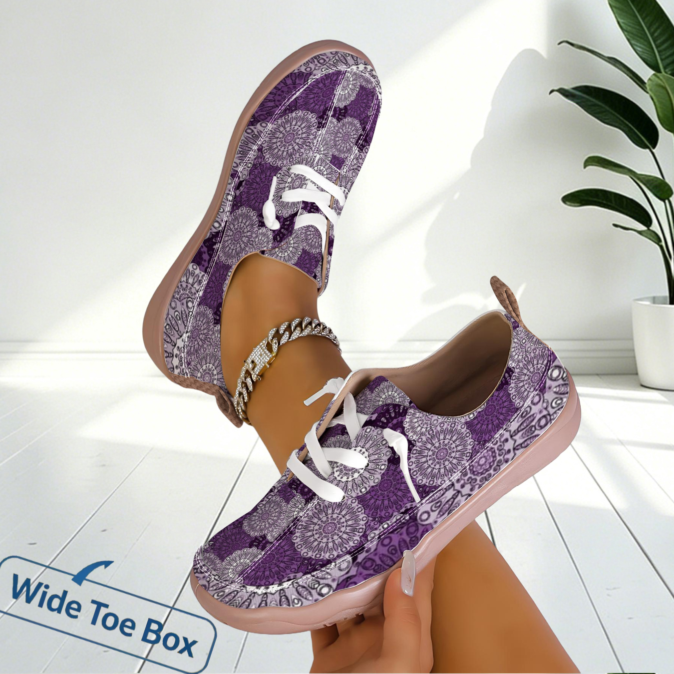 Outdoor Lighting Uplight - Women Geometric Print Wide Toe Slip