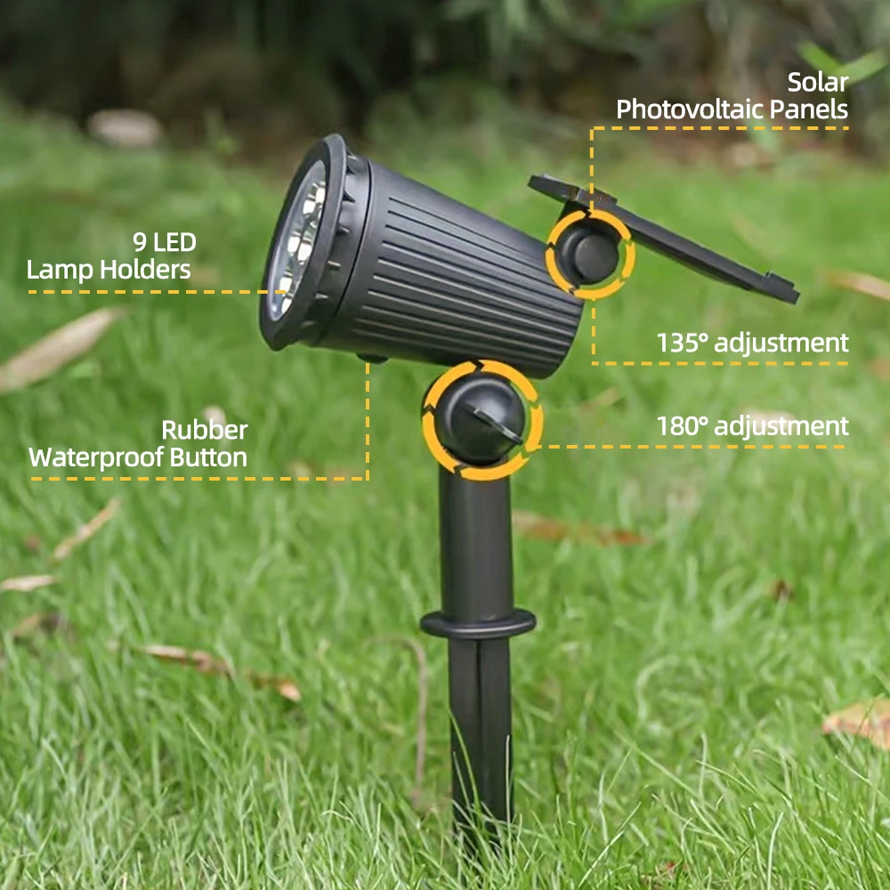 1/2PCS Solar Powered 9LED Lamp - Outdoor Lighting Led Fixtures avis et prix