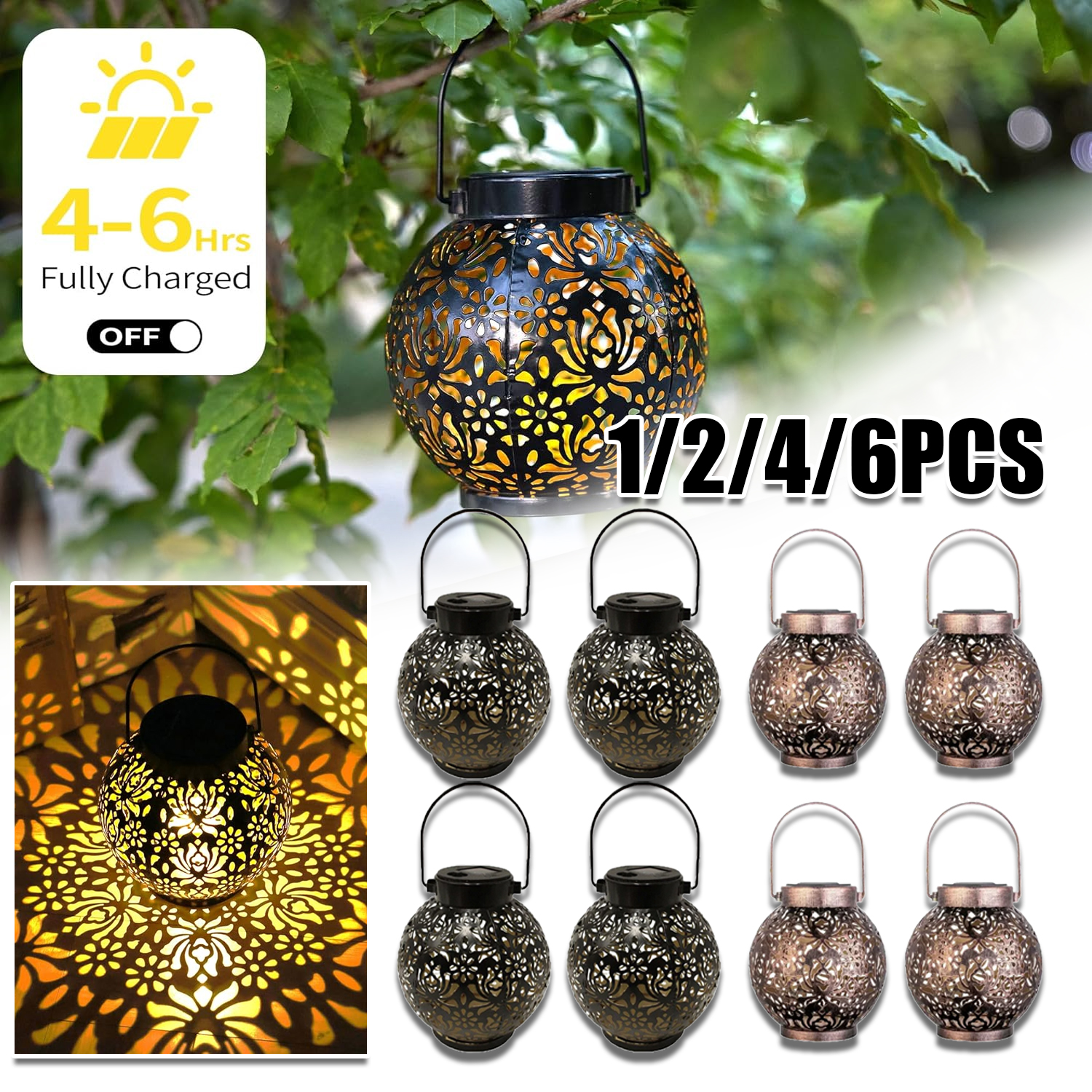 1-6PCS Moroccan Solar Lanterns - Outdoor Lighting Traditional avis et prix