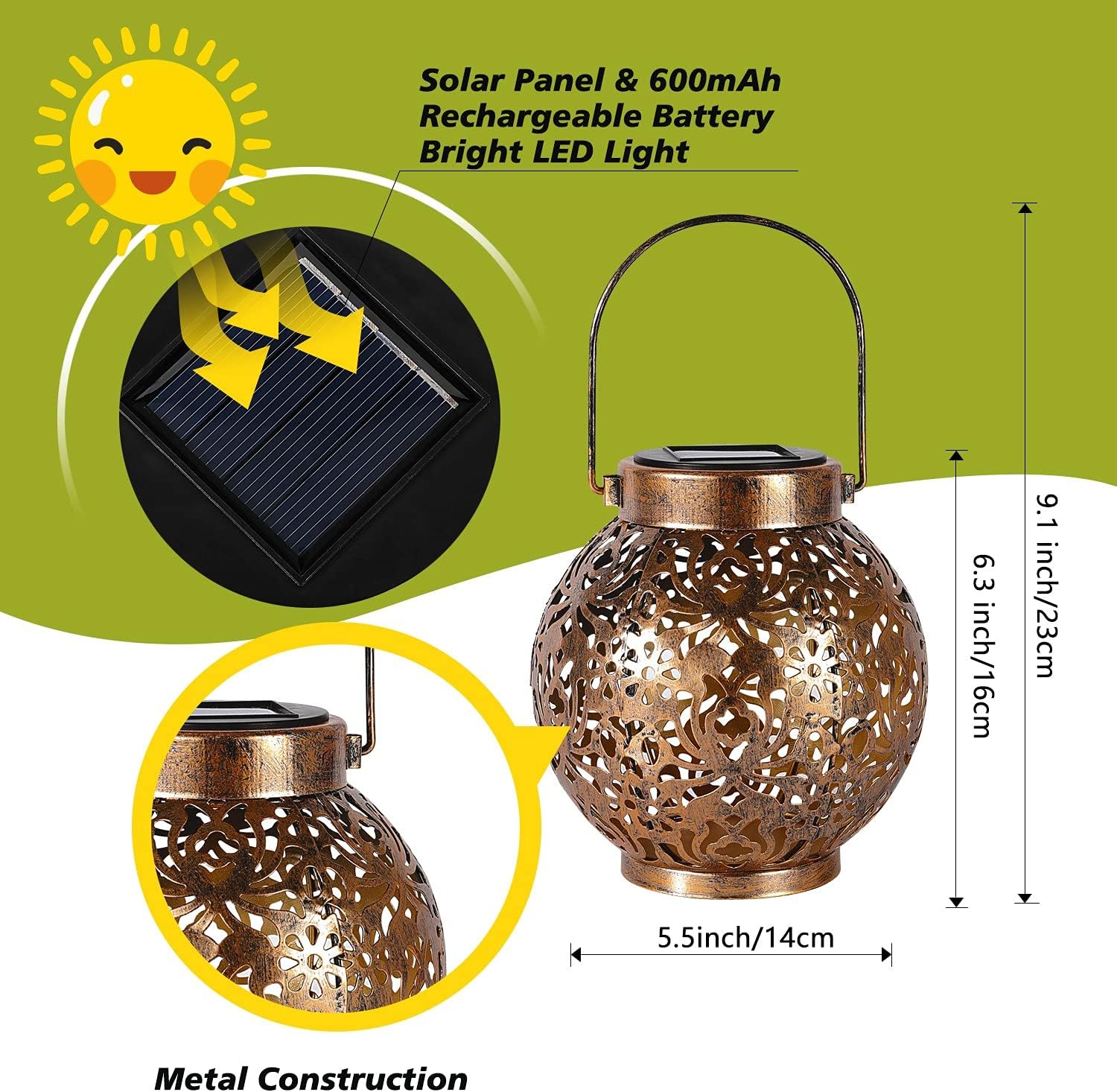 1-6PCS Moroccan Solar Lanterns - Outdoor Lighting Traditional avis et prix