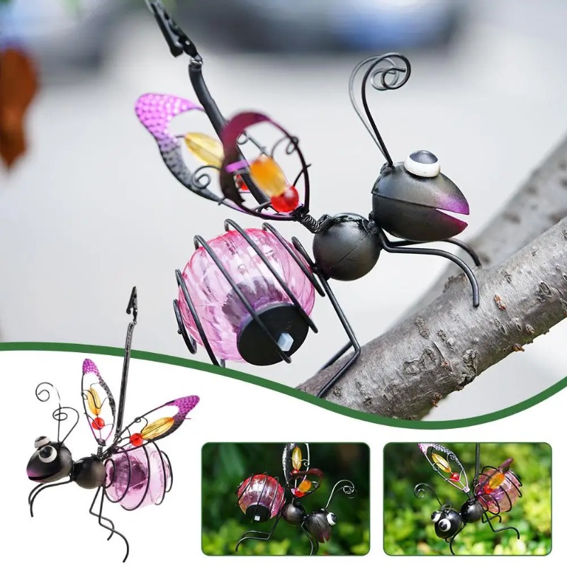 Solar Iron Insect Statue With  - Outdoor Lighting For Fence avis et prix