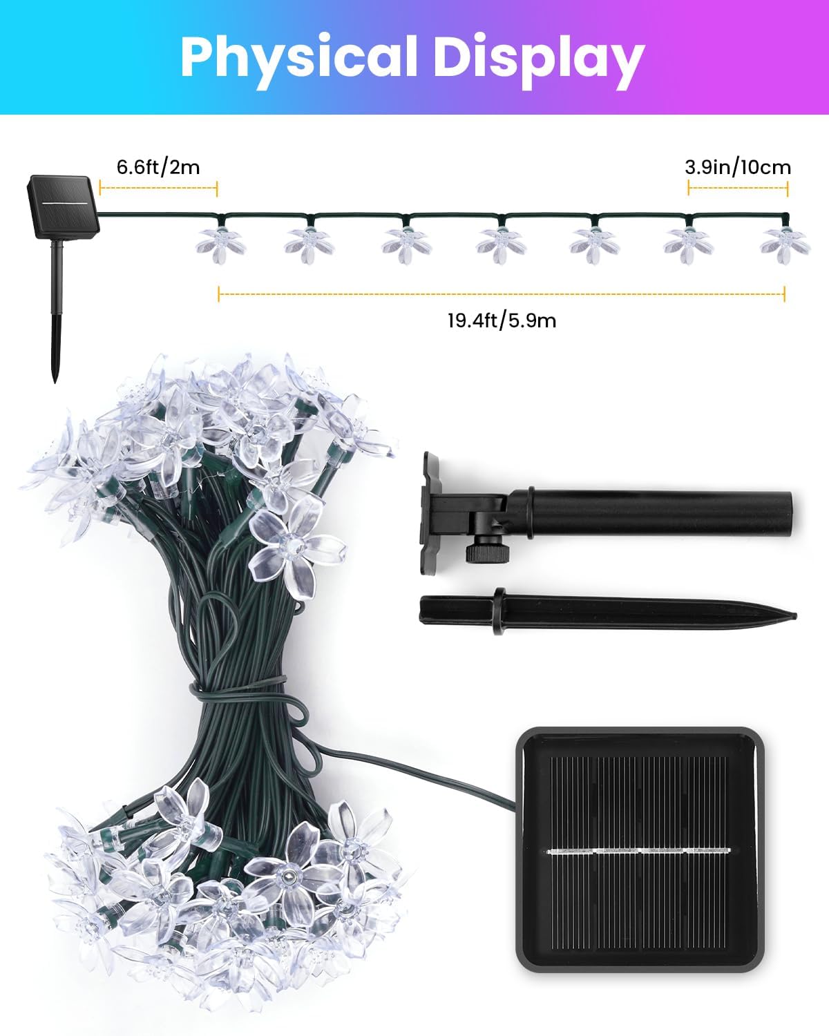 60 LED Flower Solar String Lig - Outdoor Lighting For Fence avis et prix