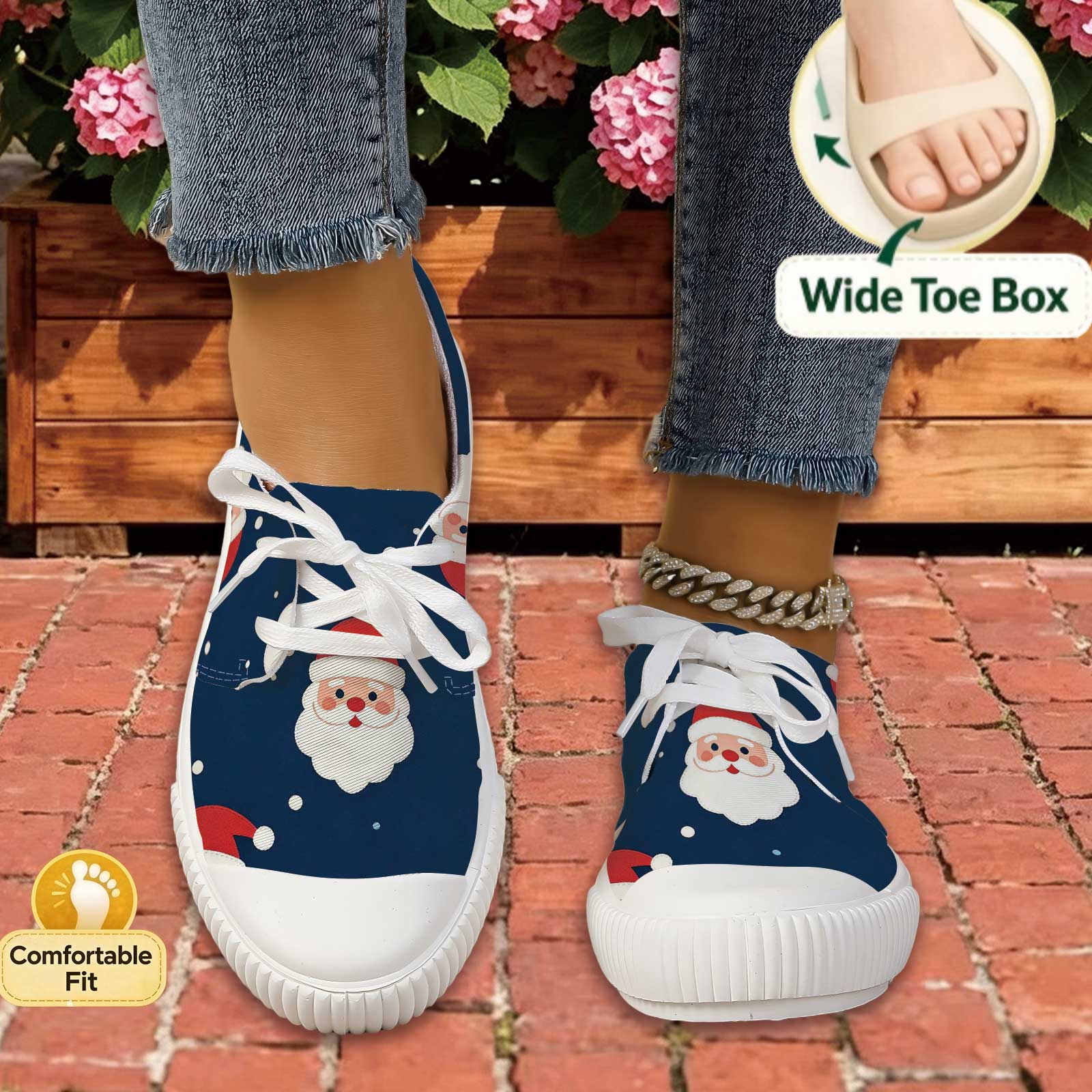 Women Santa Print Lace Up Casu - Outdoor Lighting Uplight avis et prix